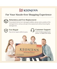 keonjinn 40x32 Led Bathroom Mirror with Frontlit and Backlit