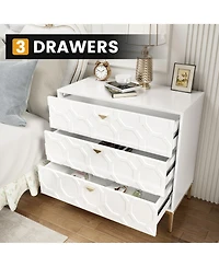 Wooden 3-Drawer Storage Cabinet Table