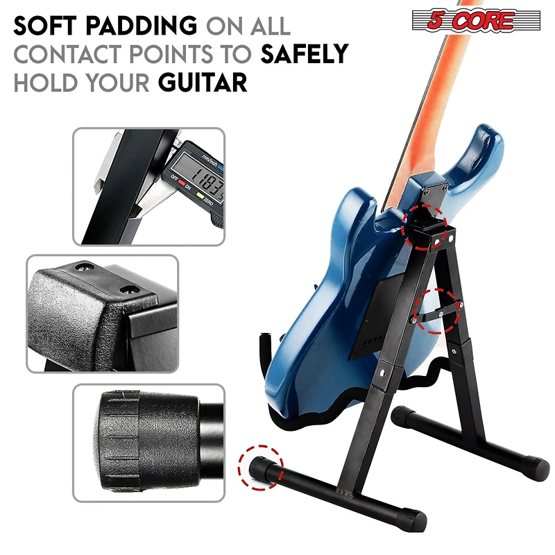 5 Core Guitar Stand A Frame Shape w Soft Foam Arm Non Slip Rubber for Acoustic Electric Bass - Gss Bpnk 1PC