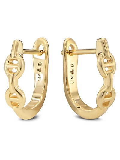 Devata Mariner Anchor Hoop Earrings in 14K Gold, approx. 1.6 grams.