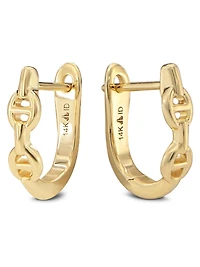 Devata Mariner Anchor Hoop Earrings in 14K Gold, approx. 1.6 grams.