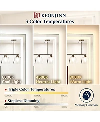 keonjinn 60x36 Led Bathroom Mirror with Frontlit and Backlit
