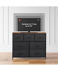 Wlive Dresser Tv Stand Entertainment Center with Fabric Drawers Media Console Table Metal Frame and Wood Top for up to 45 inch Chest of Drawer
