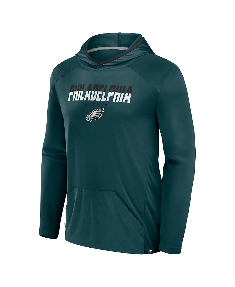 Fanatics Men's Midnight Green Philadelphia Eagles Transitional Defender Hoodie Long Sleeve T-Shirt