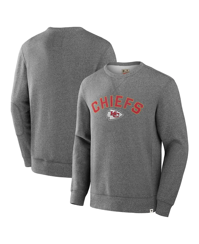 Fanatics Men's Heather Gray Kansas City Chiefs Loop Terry Pullover Sweatshirt