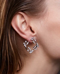 Eliot Danori Silver-Tone Cubic Zirconia Vine Front-to-Back Hoop Earrings, Exclusively at Macy's