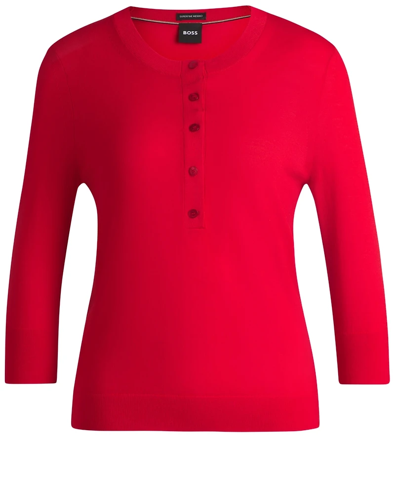 Boss by Hugo Women's Merino Wool Henley Sweater