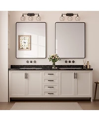 Keonjinn 48x24 Inch Brushed Gold Bathroom Vanity Mirror Tempered Glass Metal Framed