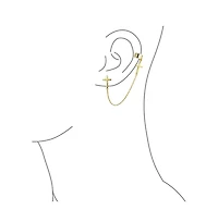 Bling Jewelry Religious Cross Ear Cuff Cartilage Earring Set .925 Sterling Silver