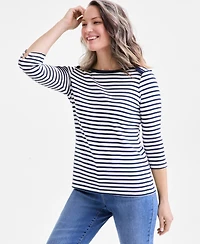 Style & Co Women's Printed Pima Cotton 3/4-Sleeve Top, Exclusively at Macy's