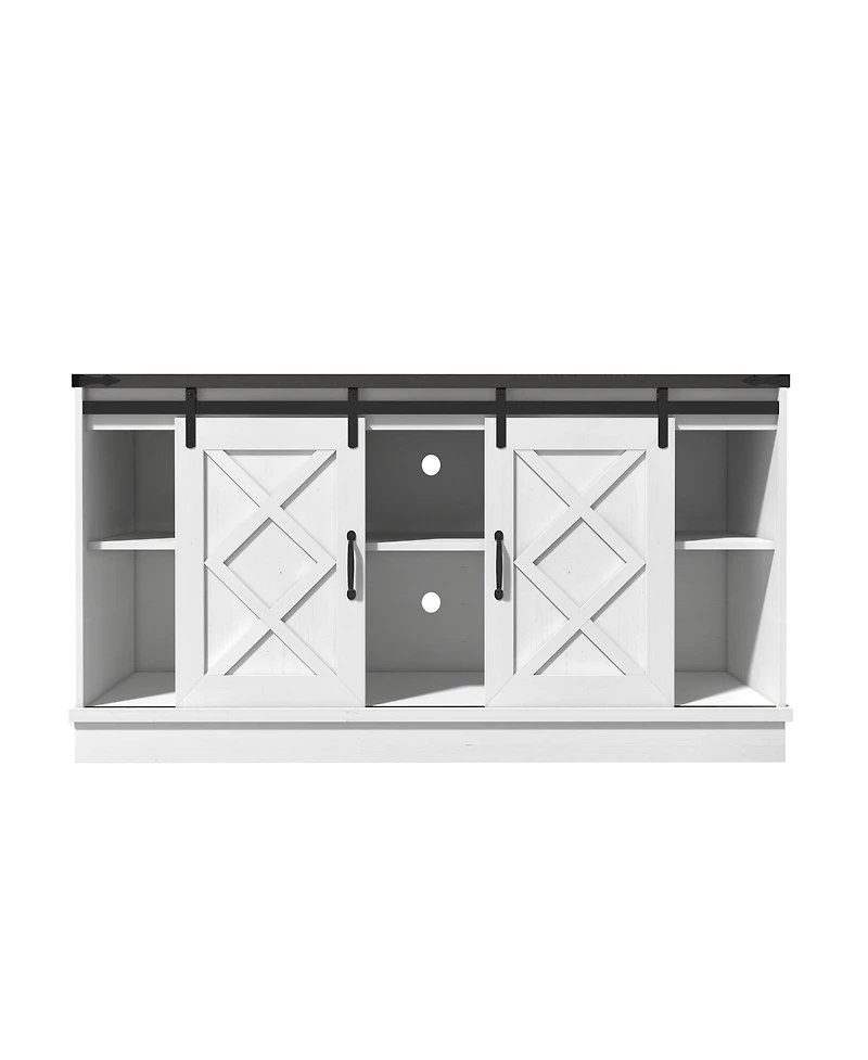 Farmhouse Tv Stand with Storage 58" Entertainment Center with Sliding Barn Door Media Tv Console with Height Adjustable Shelves for Living Room
