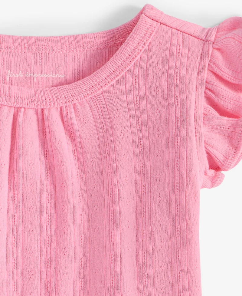 First Impressions Baby Girls Solid Pointelle Flutter-Sleeve Top, Exclusively at Macy's