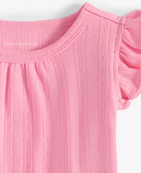 First Impressions Baby Girls Solid Pointelle Flutter-Sleeve Top, Exclusively at Macy's