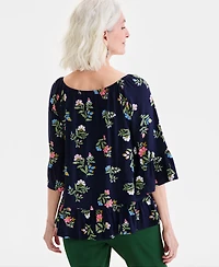 Style & Co Petite Printed On/Off-The-Shoulder Top, Exclusively at Macy's