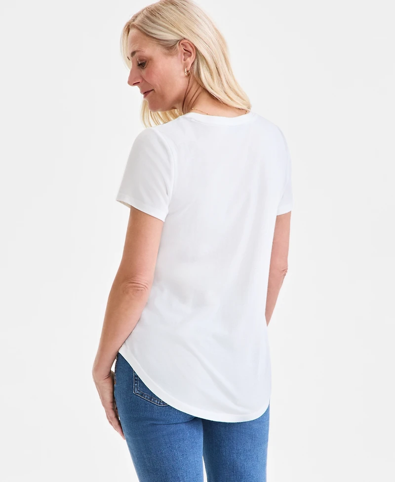 Style & Co Petite Perfect Printed Crewneck Tee, Exclusively at Macy's