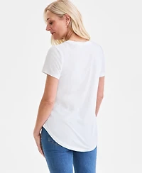 Style & Co Petite Perfect Printed Crewneck Tee, Exclusively at Macy's
