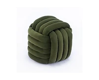 Chenille Fabric Modern Knot Design Ottoman, Comfortable Footstool for Living Room and Bedroom-The Pop Home