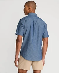 Lands' End Big & Tall Short Sleeve Button Down Chambray Shirt