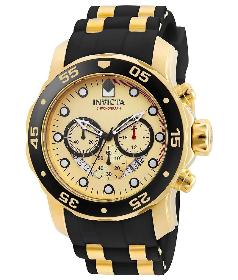 Invicta Men's 17566 Pro Diver Scuba Quartz 3 Hand Gold Dial Watch