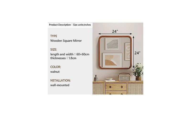 Vlsrka Solid Wood Wall Mirror