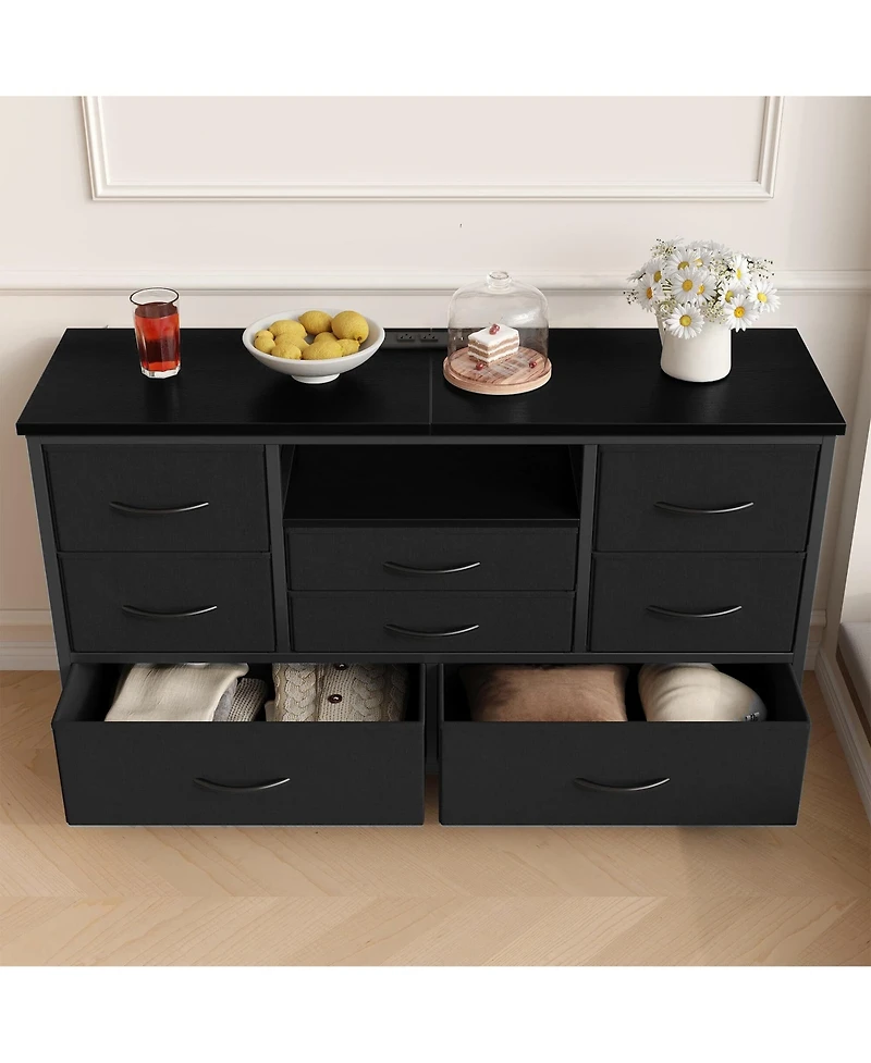 gaomon Tv Stand Dresser for Bedroom with 8 Fabric Drawer & Power Outlet