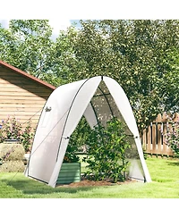 Outsunny Walk-In Hoop House house with bags, 6' x 6' x 6.6',