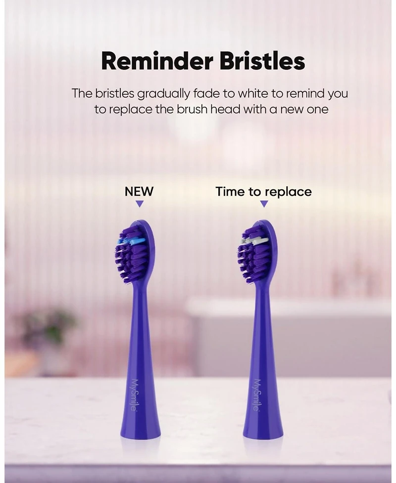 MySmile DY156 Electric Toothbrush Replacement Heads, 3 Packs (Purple)
