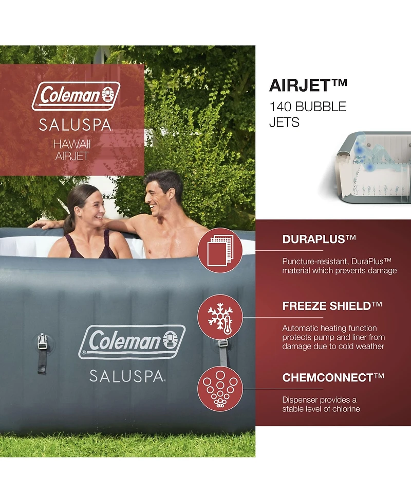 Bestway Coleman SaluSpa 4 Person Inflatable Outdoor Hot Tub Spa & Intex Maintenance Kit