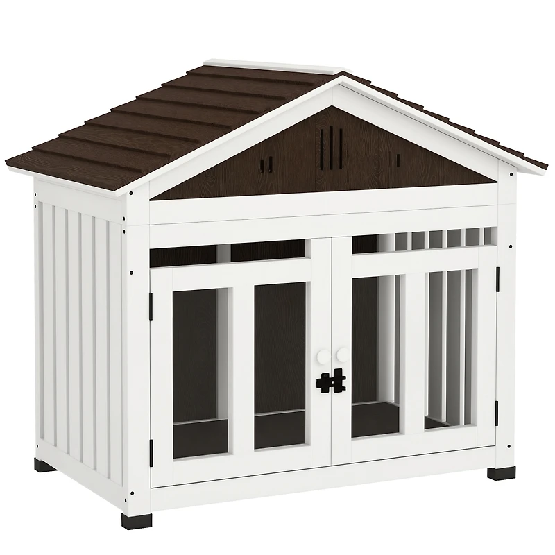 PawHut 40"L Dog House Outdoor Indoor for Small, Medium, Large Dogs