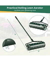 Mecale 21 Inch Manual Lawn Aerator with Detachable Handle Filled with Sand or Stone