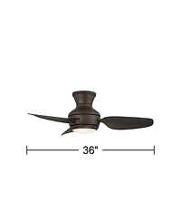 Casa Vieja 36" Whirl Modern Indoor Outdoor Ceiling Fan 3 Blade Led Light Remote Control Emperial Bronze Finish Bedroom Hugger