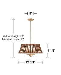 Possini Euro Design Givens 19 3/4" Modern Pendant Chandelier Ceiling Light Fixture Dining Room Over Table 6-Light Satin Bronze and Wood Finish