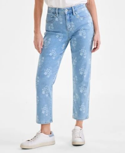 Style Co Womens Printed Mid Rise Curvy Capri Jeans 4 16p Exclusively At Macys