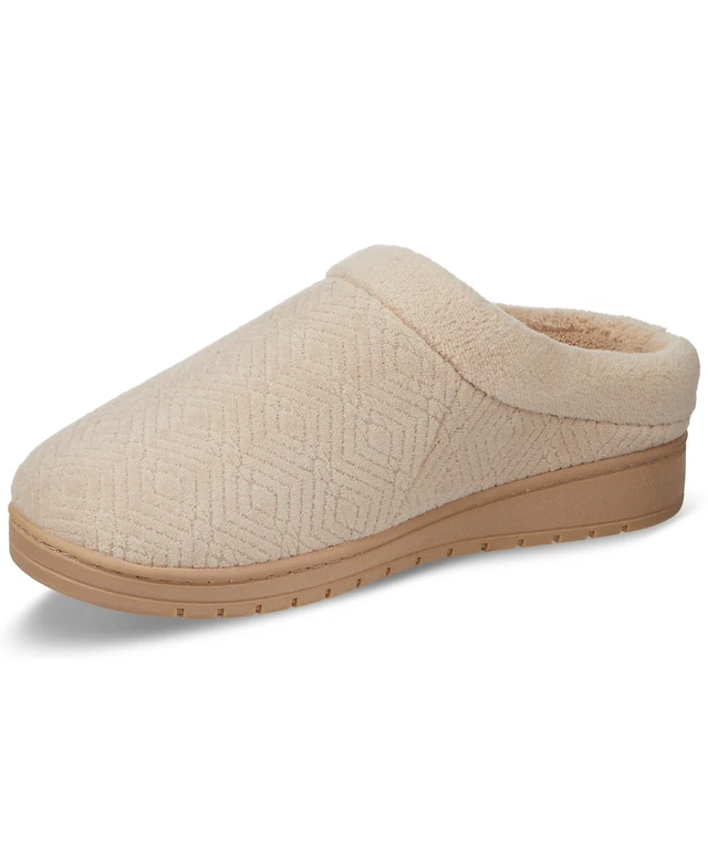 Isotoner Signature Women's Louise Quilted Velour Clog Slippers at