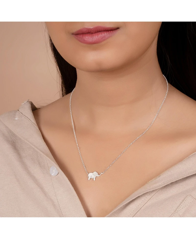 Bling Jewelry Simple Lucky Elephant Pendant Necklace in Sterling Silver Good Luck