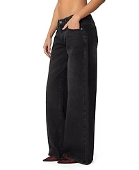 Edikted Womens Vyxen Vintage Washed Low Rise Jeans