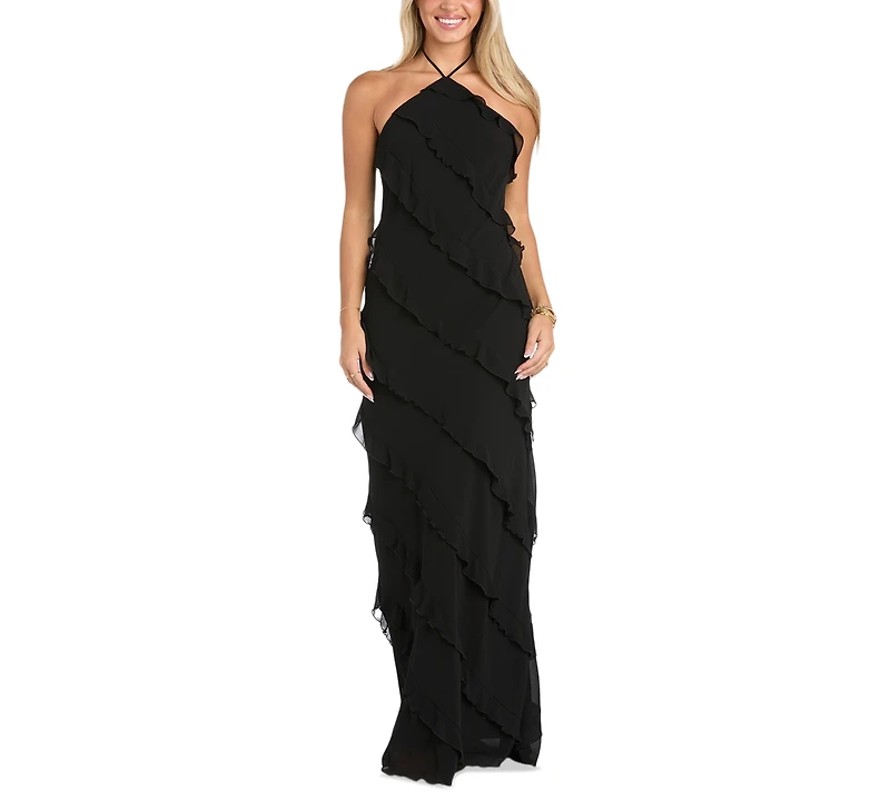 Morgan & Company Juniors' Tiered Ruffled Chiffon Gown