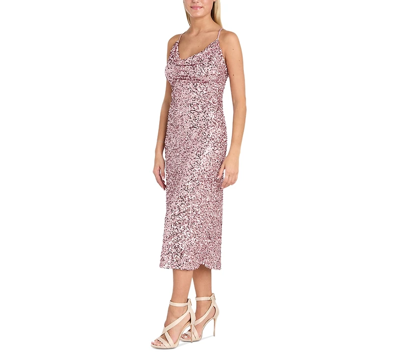 Morgan & Company Juniors' Sequined Tie-Back Midi Dress