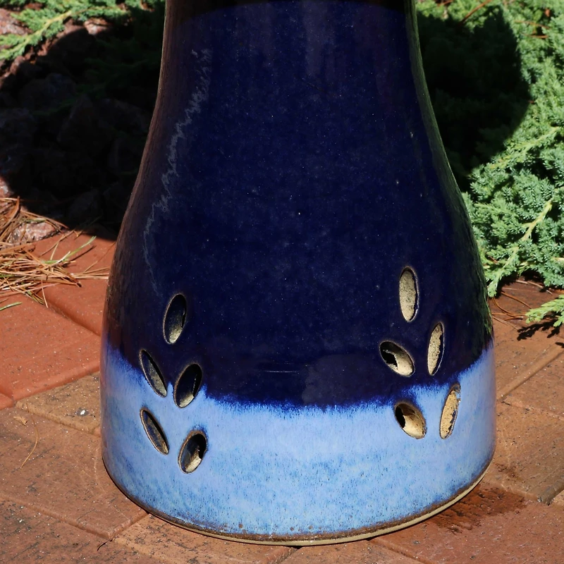 Outdoor Weather-Resistant Garden Patio Classic High-Fired Smooth Ceramic Hand-Painted Bird Bath