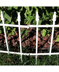 Roman Decorative Garden Fence Panels - Iron Border Fence - 22” W x 18” H Per Panel - White - Set of 5 - 9' Length