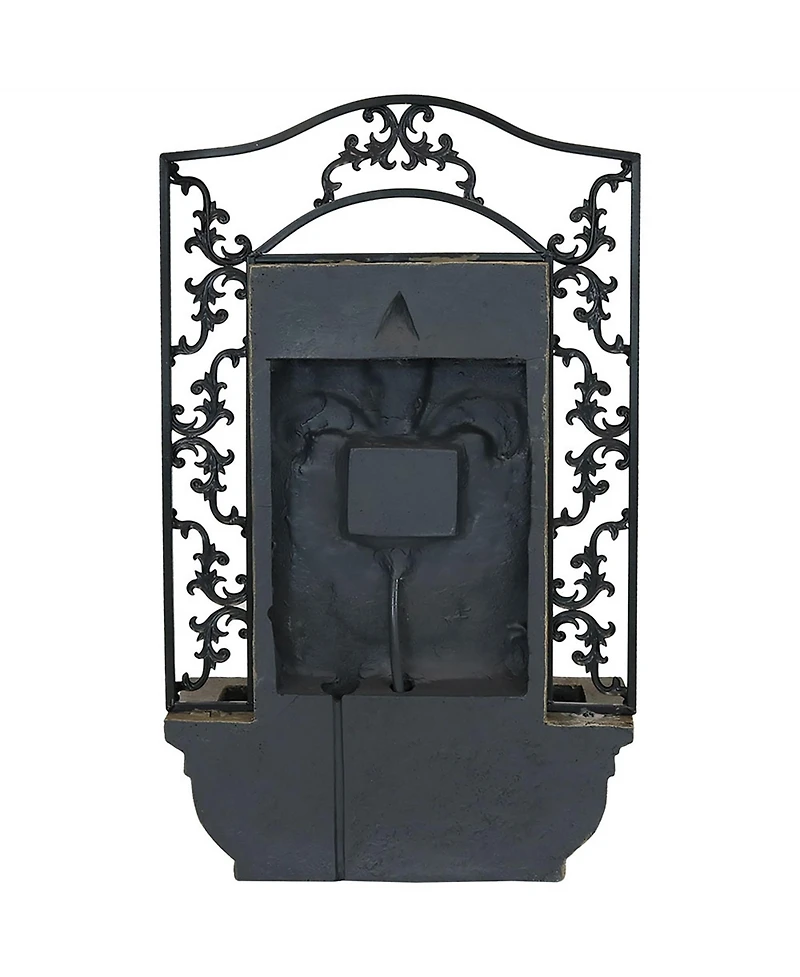 Sunnydaze Decor French Lily 33-Inch Polystone Outdoor Solar Wall Fountain