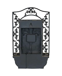 Sunnydaze Decor French Lily 33-Inch Polystone Outdoor Solar Wall Fountain