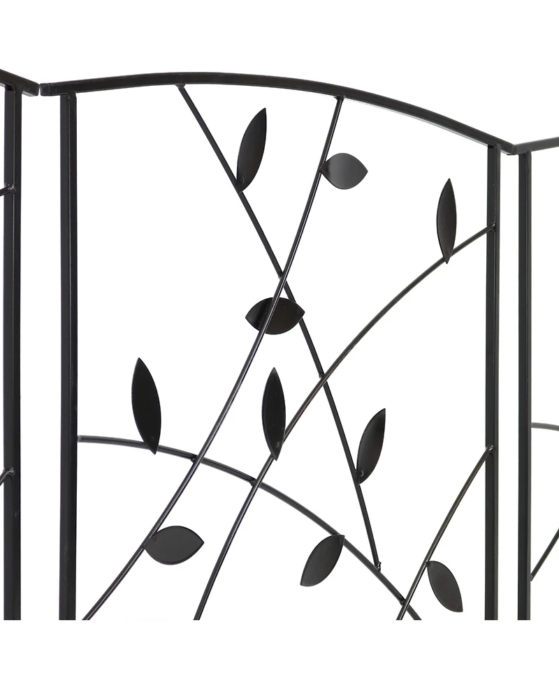 Modern Leaves and Vines 10-Foot 5-Piece Steel Decorative Garden Fence Panels - 26" W x 32" H Per Panel - Black