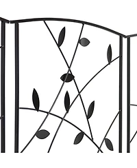 Modern Leaves and Vines 10-Foot 5-Piece Steel Decorative Garden Fence Panels - 26" W x 32" H Per Panel - Black