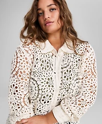 And Now This Plus Size Cotton Crocheted Blouse