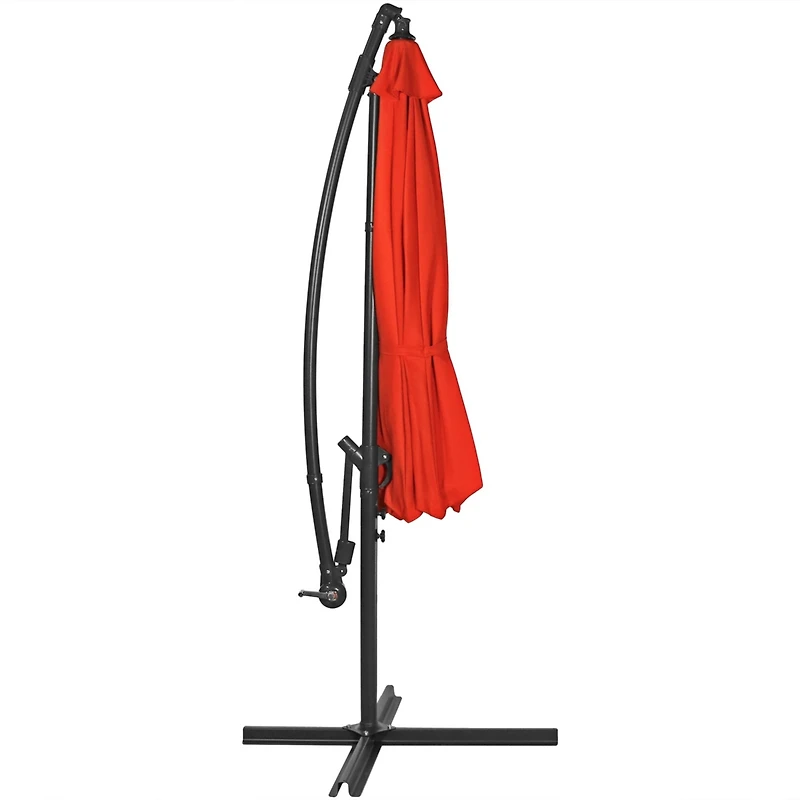 10' Offset Cantilever Patio Umbrella - Polyester Canopy and Steel Pole - Cross-Base - Burnt Orange
