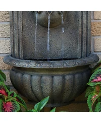 Sunnydaze Decor Florence 27-Inch Polystone Outdoor Wall Water Fountain - Electric Submersible Pump - Florentine Stone Finish