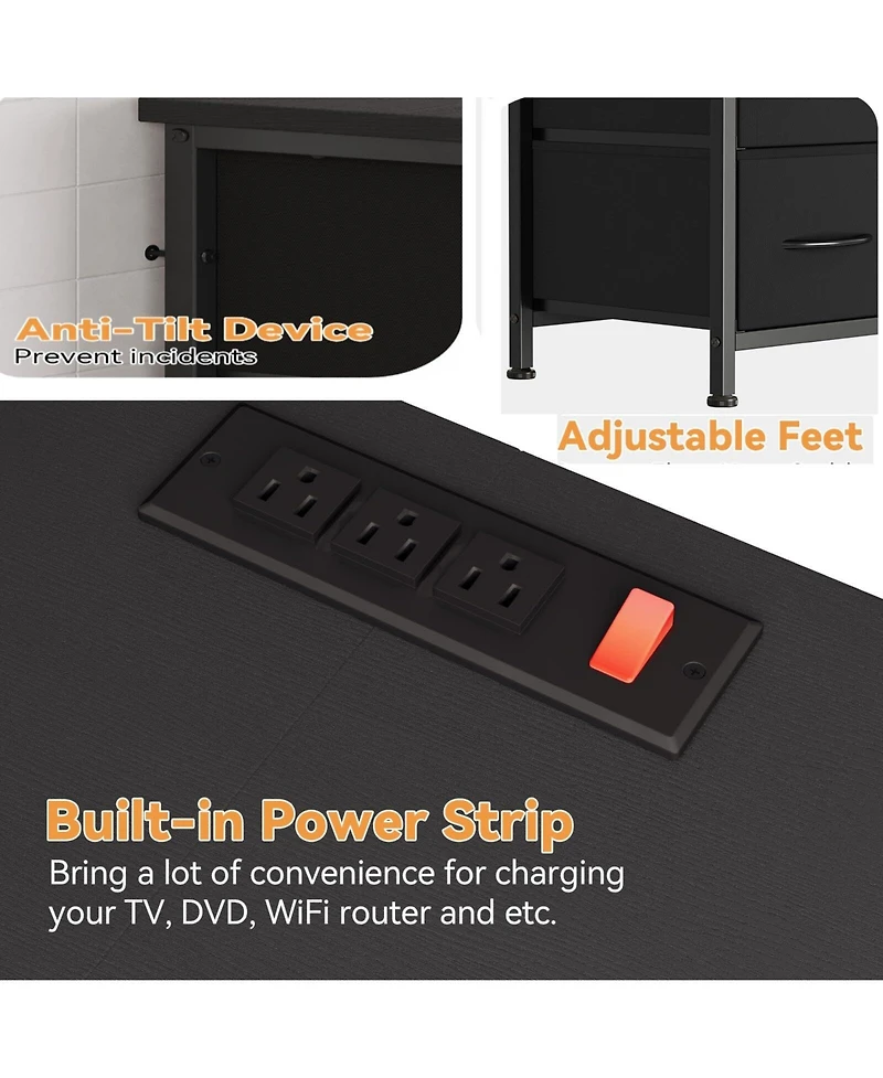 gaomon Dresser for Bedroom 55''Tv Stand with Power Outlet & Led Wide Dresser with 10 Large Drawers