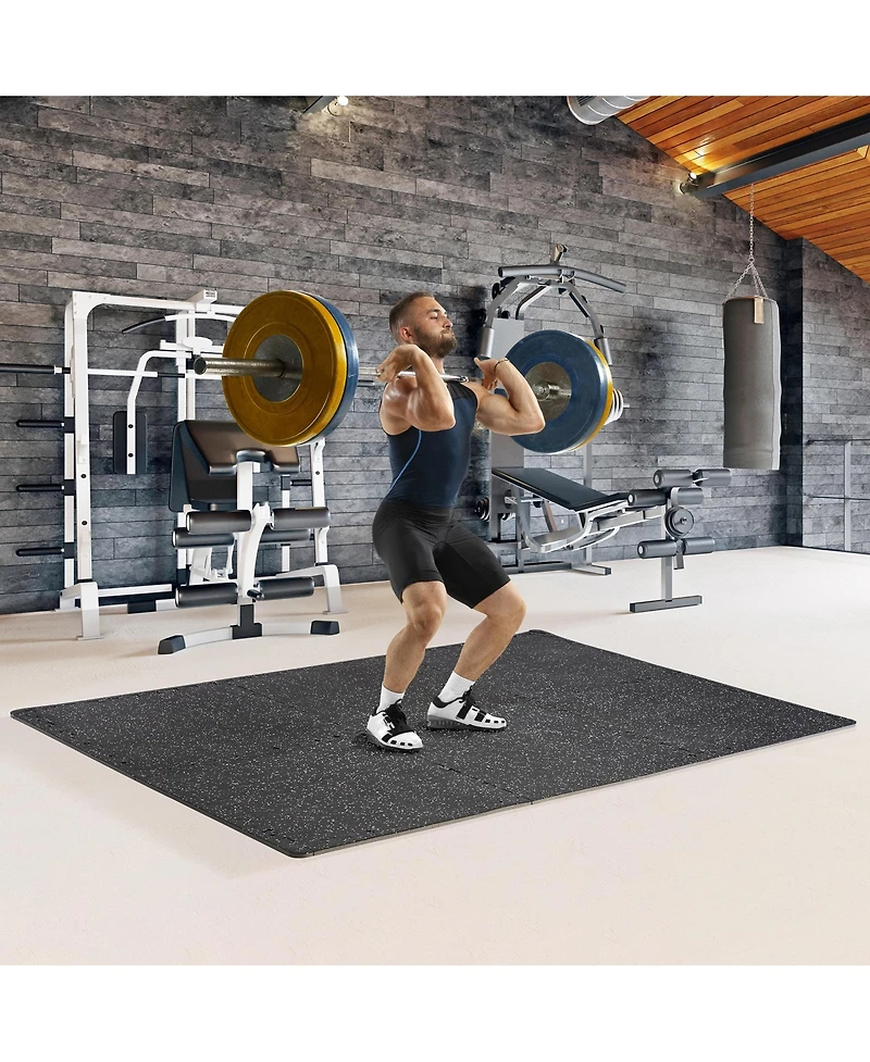 Sorbus 18 Interlocking Gym Floor Mat - 1/2" Thick Rubber Top High-Density Eva Foam (72 Sq Ft)