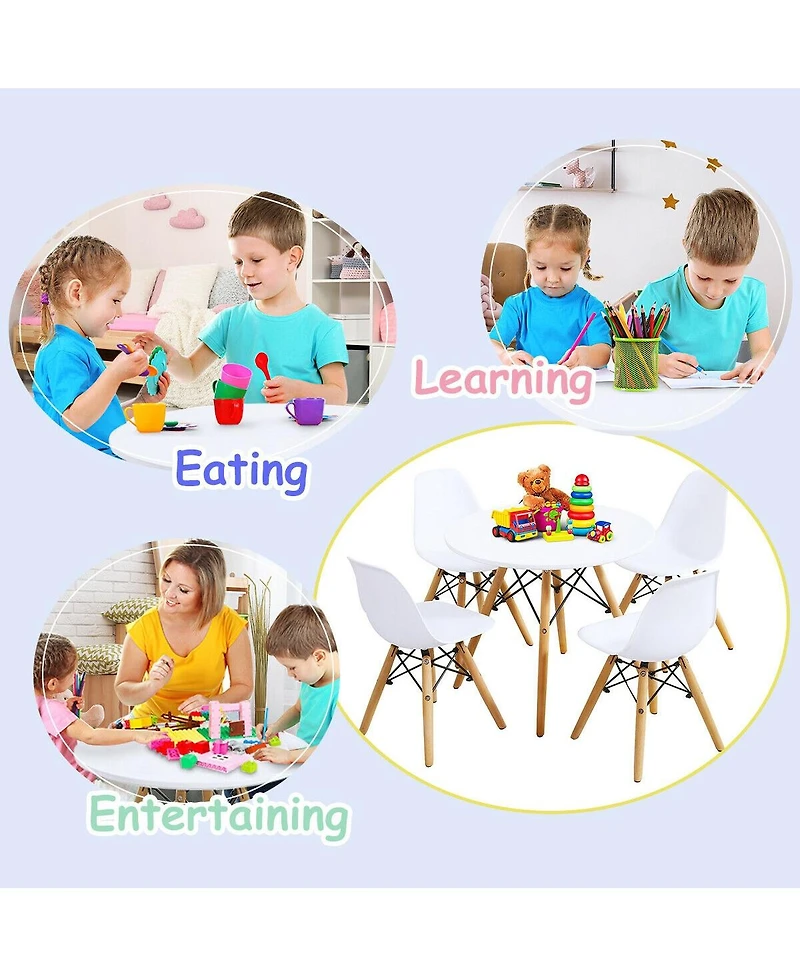 Gouun Kids 5 Pieces Mid-Century Modern Table Chairs Set